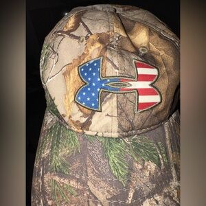 Under Armour Camo Cap with American Flag Logo
